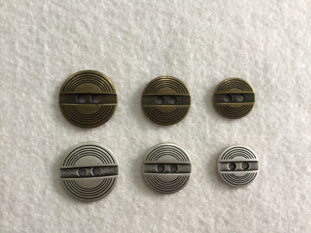 08-A884 Art Deco Design Metal Button - Nickel - 28L