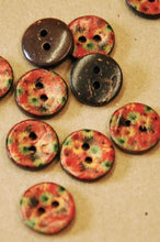 Load image into Gallery viewer, 63-A7041 - 24L (15mm) Floral Printed Coconut Button x 1
