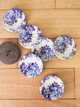 Load image into Gallery viewer, 63-A5561 - 64L (40mm) Indigo Rose Floral Coconut Button x 1
