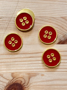 14-04052 Red Enamelled Button - 44L