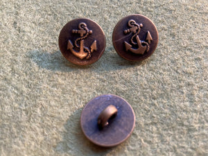 08-B1778 Antique Brass Anchor Button - 24L