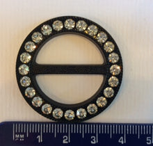 Load image into Gallery viewer, 14-BC0907 Black Diamante Round Buckle - 25mm
