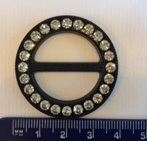 14-BC0907 Black Diamante Round Buckle - 25mm