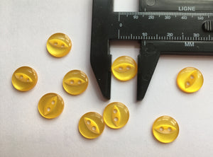 09-2674 Y Fish Eye Pearl  Button - Golden Yellow - 16L x 10